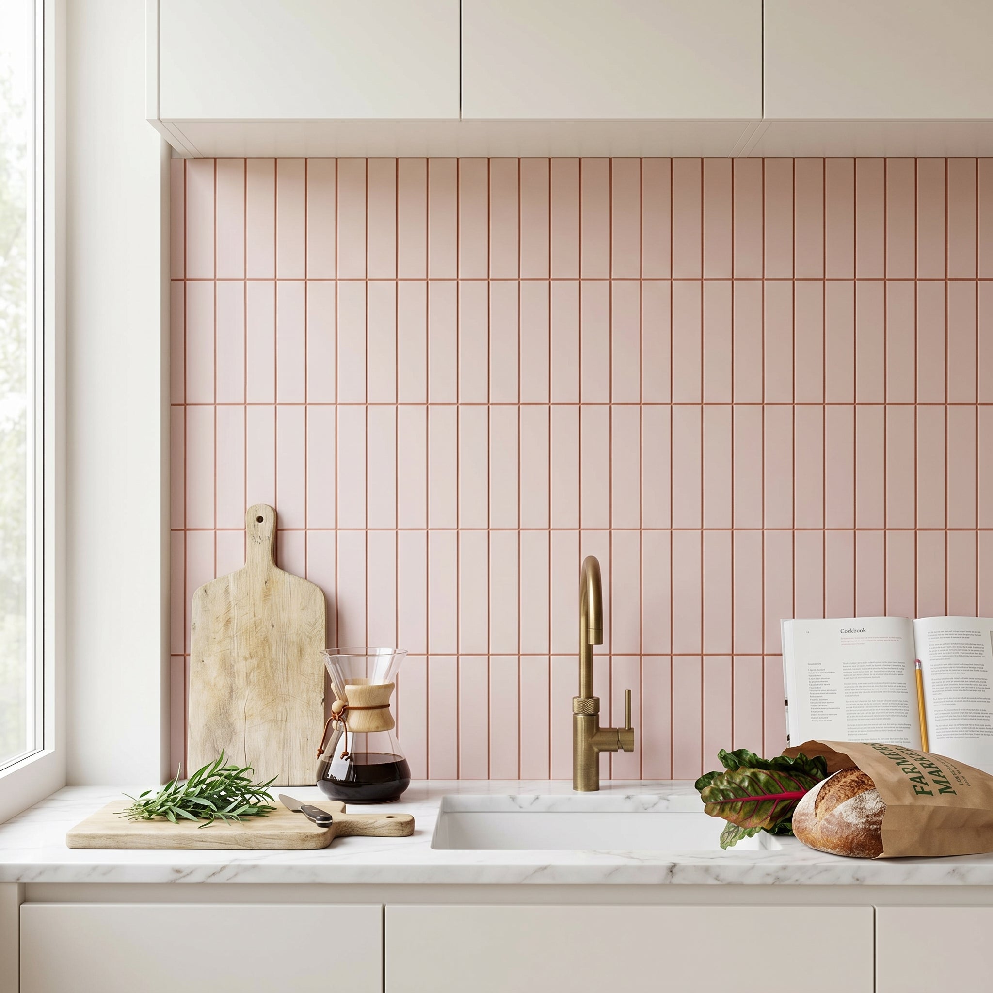 Fluted Pink Plain Wall Tile