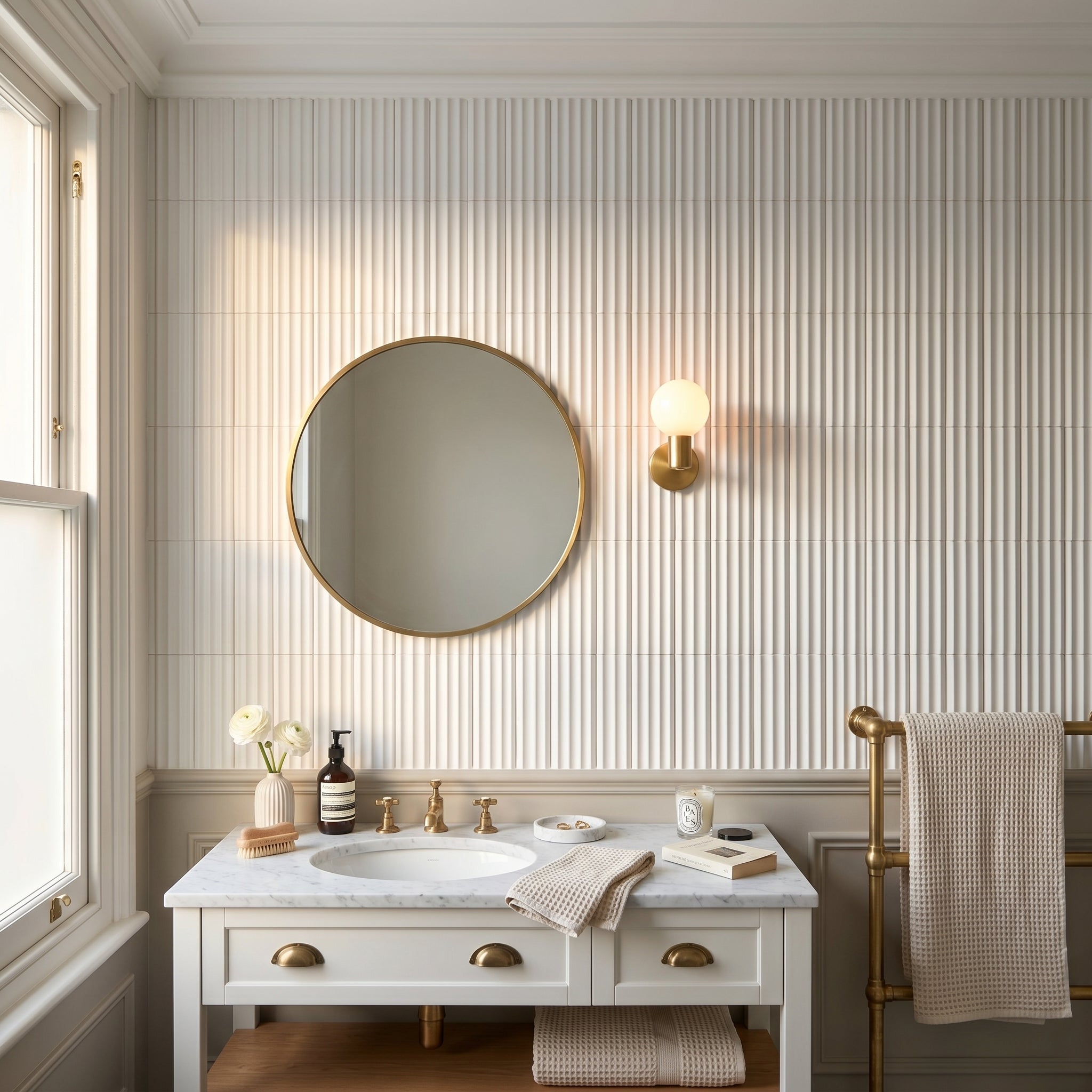 Fluted Snow Decor Wall Tile