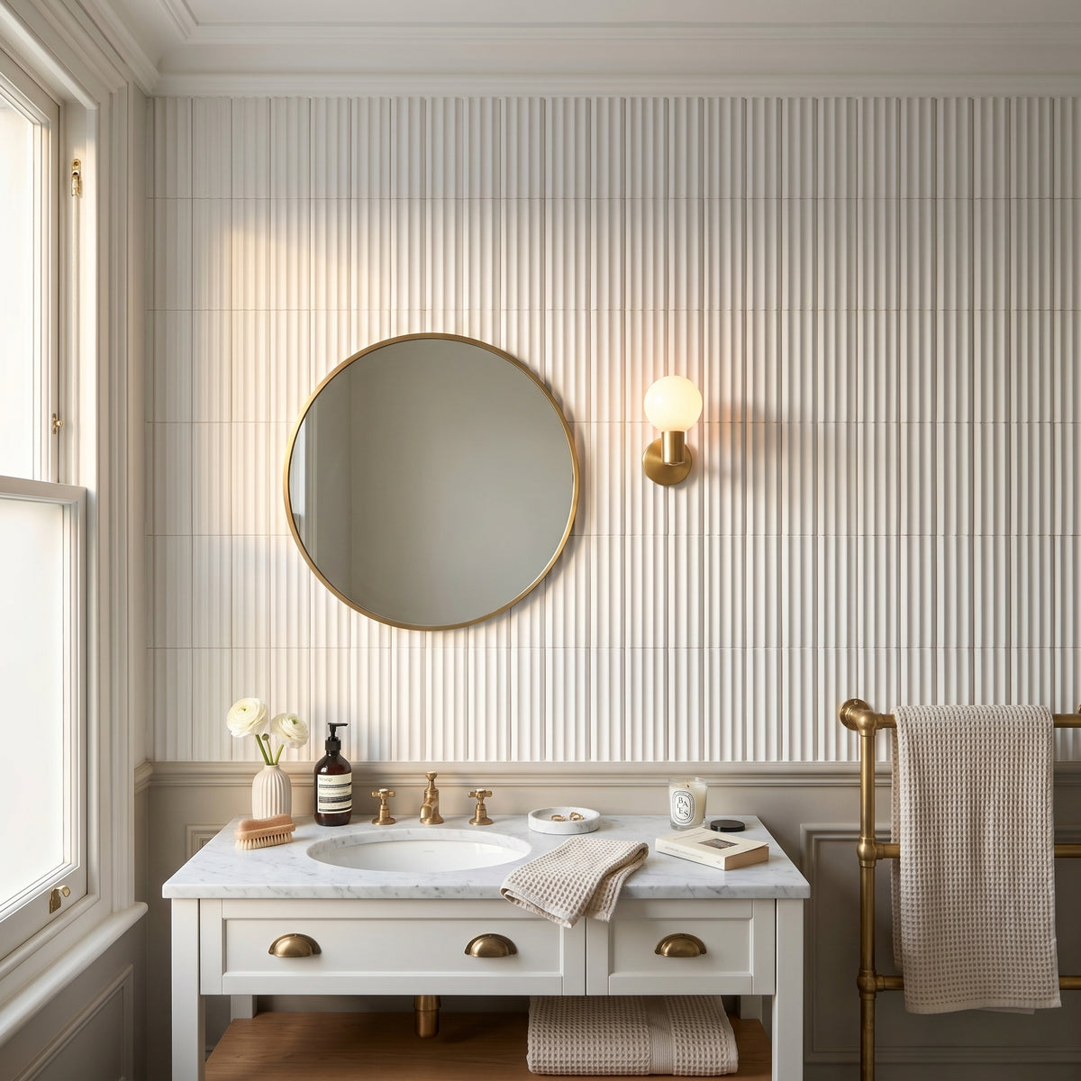 Fluted Snow Decor Wall Tile