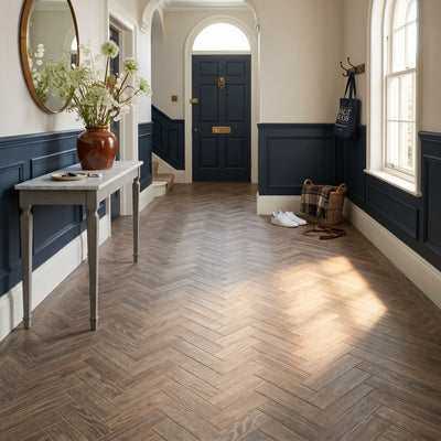 Herringbone Brown Wood Effect Tile