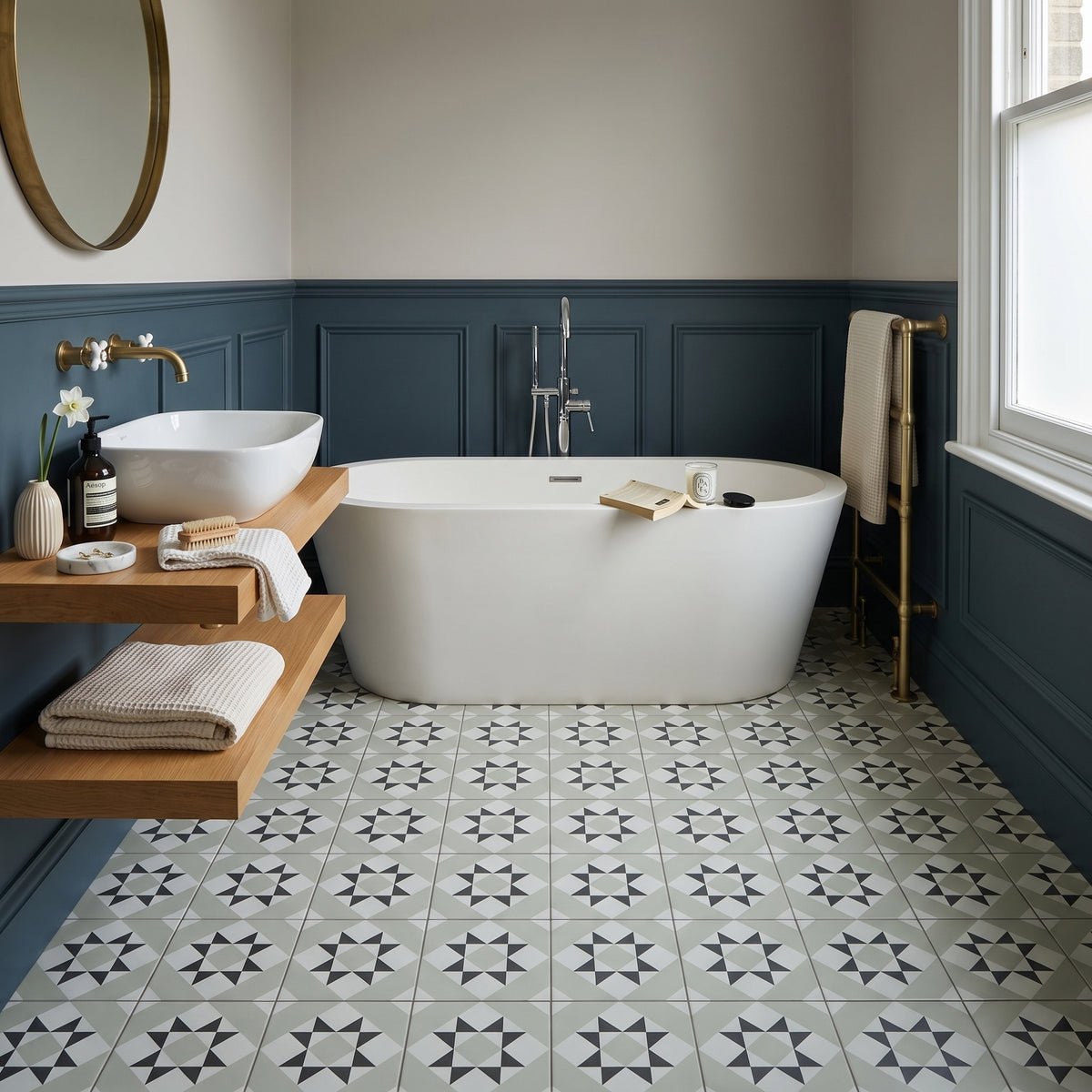 Melville Grey Patterned Tile