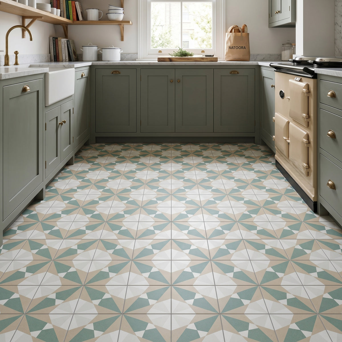 Rosetta Green Patterned Tile