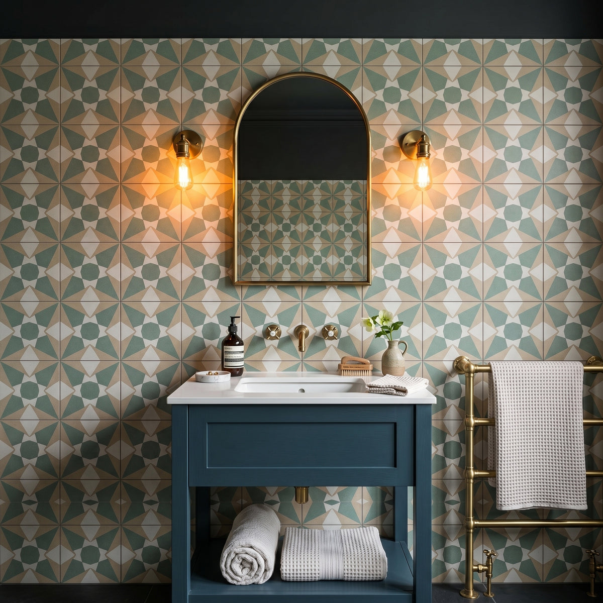 Rosetta Green Patterned Tile