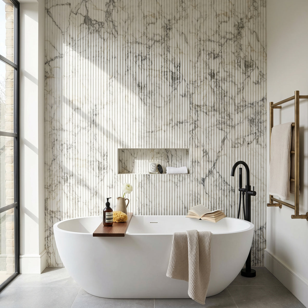 Sloane Marble Fluted Tile