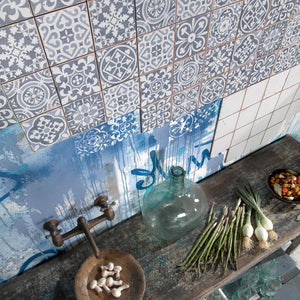 Tapestry Blue - Moroccan Ceramic Floor & Wall Tiles for Kitchens & Bathrooms - 33 x 33 cm - Ceramic