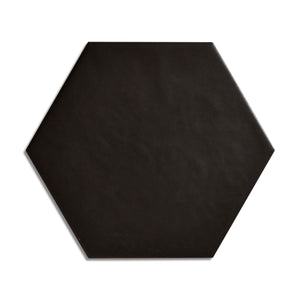 Mono Black - Plain Matt Hexagon Porcelain Tiles for Kitchens & Bathroom Floors & Walls - 17.5 x 20 cm
