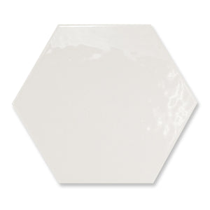 Porto White - Plain Gloss Hexagon Wall Tiles for Kitchen Splashbacks & Bathrooms - 17.6 x 20.1 cm - Ceramic