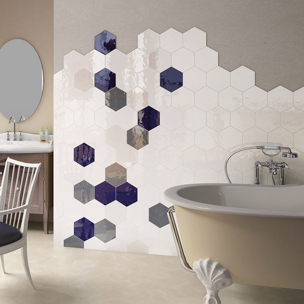 Porto White Hexagon Tile Porcelain Superstore