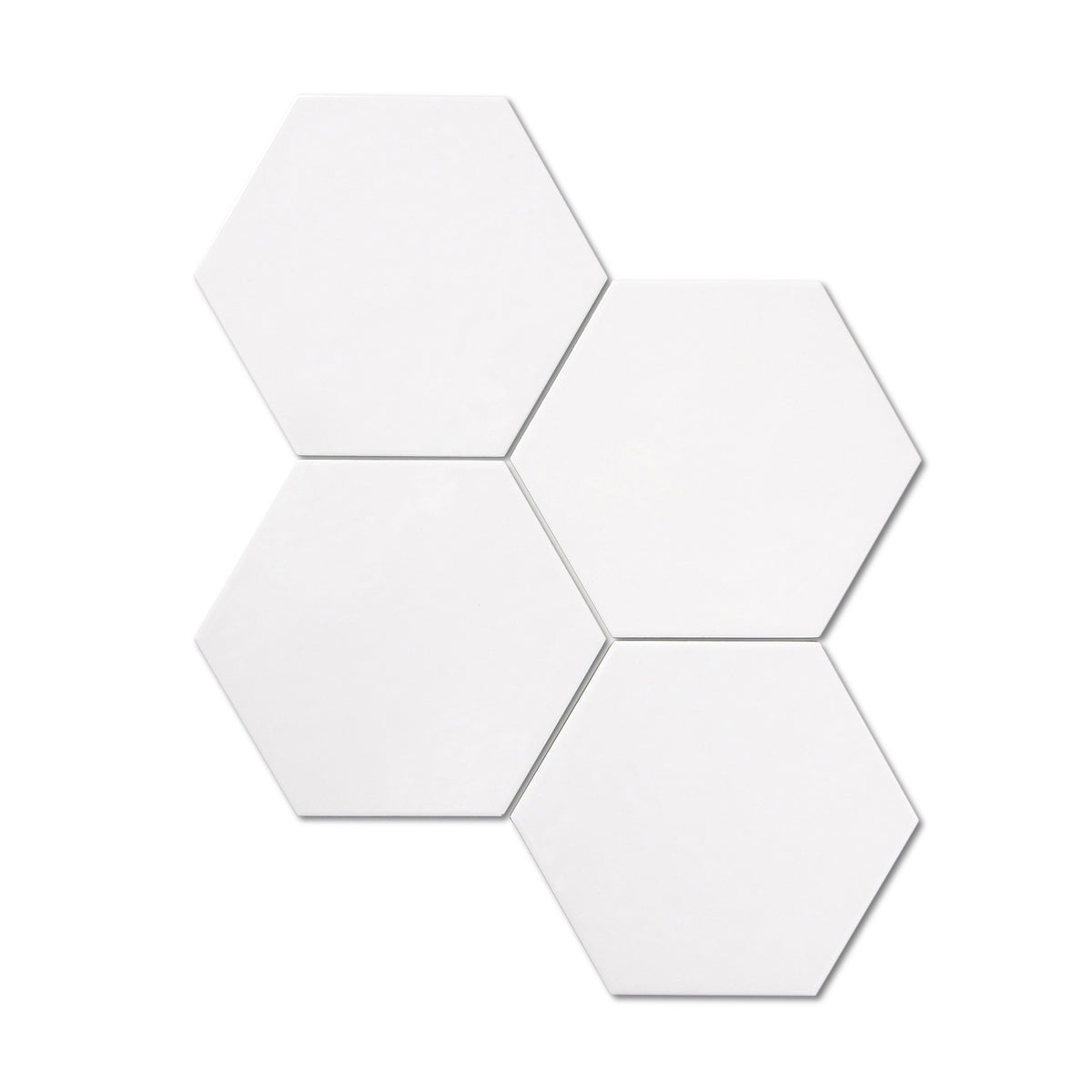 Mono White - Plain Matt Hexagon Porcelain Tiles for Kitchens & Bathroom Floors & Walls - 17.5 x 20 cm