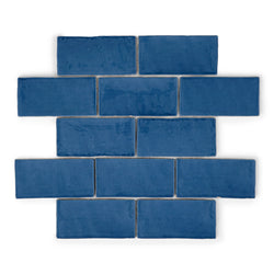 Chalk Blue - Handmade Ceramic Wall Tiles for Kitchens & Bathrooms - 7.5 x 15 cm - Gloss Ceramic