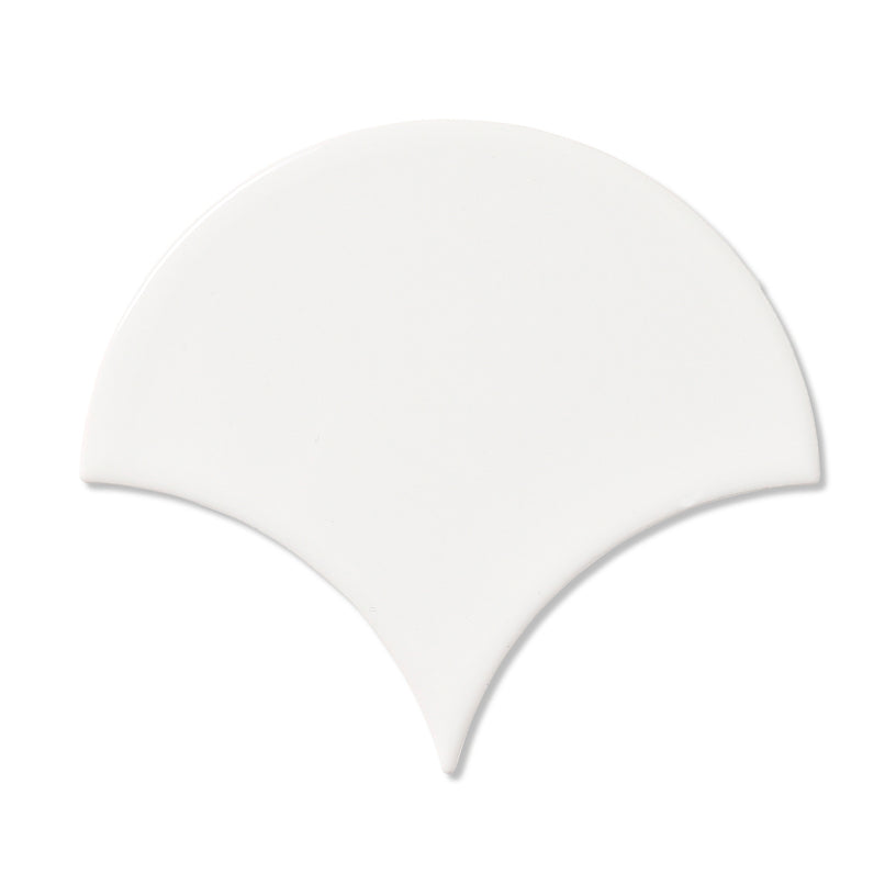 Drops White  - Fish Scale Scallop Wall Tiles for Bathroom & Kitchen Splashbacks - 10 x 12 cm - Gloss Ceramic