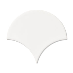 Drops White  - Fish Scale Scallop Wall Tiles for Bathroom & Kitchen Splashbacks - 10 x 12 cm - Gloss Ceramic