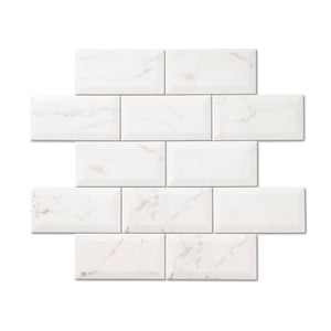 Marble Arch - White Marble Effect Subway Wall Tiles - 7.5 x 15 cm for Bathrooms & Kitchens, Ceramic