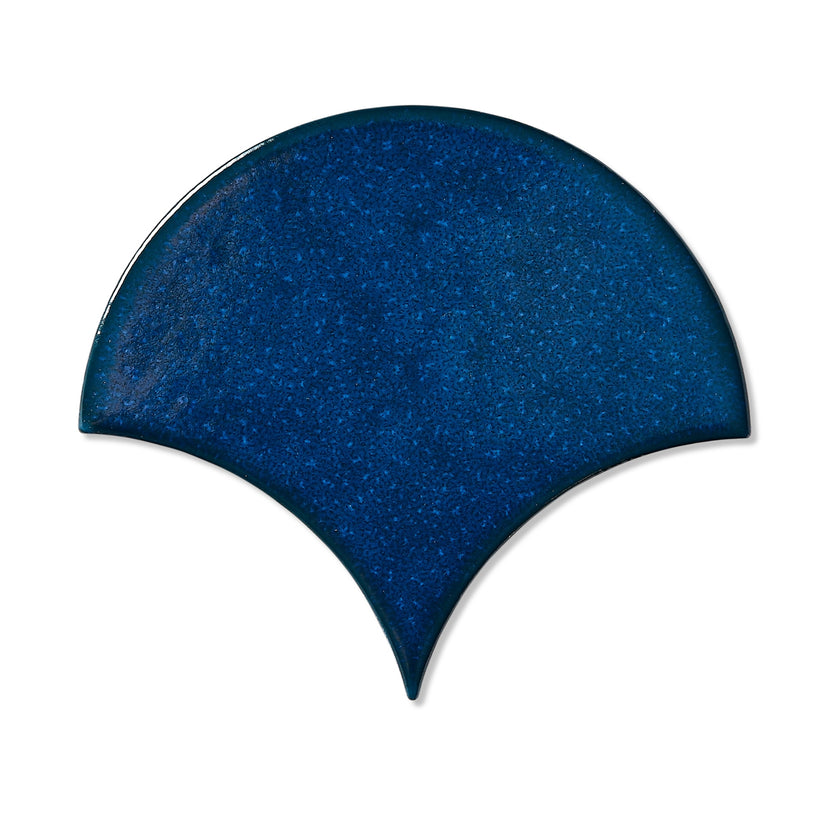 Drops Persian Blue - Fish Scale Scallop Wall Tiles for Bathroom & Kitchen Splashbacks - 10 x 12 cm - Gloss Ceramic