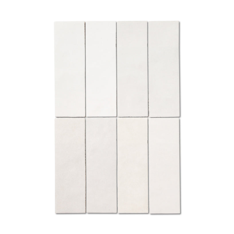 Marais White - Zellige Metro Wall Tiles for Bathrooms & Kitchen Splashbacks - 6.5 x 20 cm, Gloss Ceramic