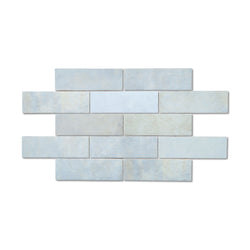 Marais Aqua - Blue Zellige Wall Tiles for Bathrooms & Kitchen Splashbacks - 6.5 x 20 cm, Gloss Ceramic
