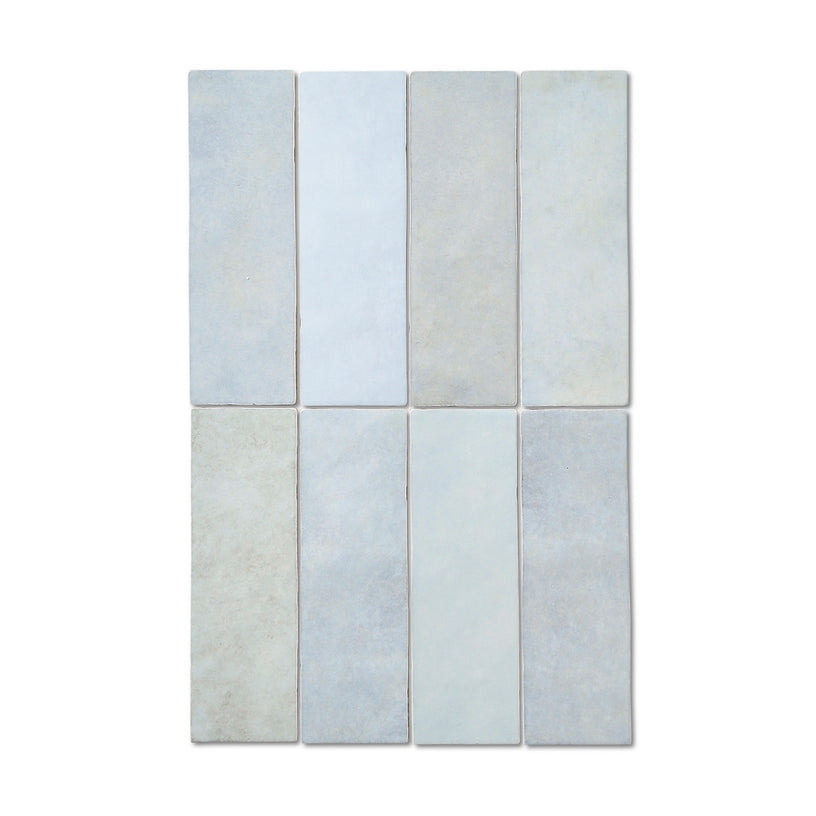 Marais Aqua - Blue Zellige Wall Tiles for Bathrooms & Kitchen Splashbacks - 6.5 x 20 cm, Gloss Ceramic