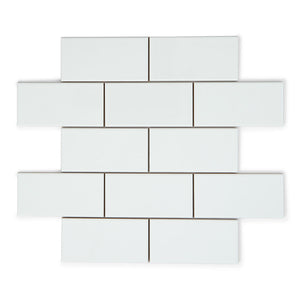 Elements White - Modern Bathroom Splashback & Kitchen Wall Tiles 7.5 x 15 cm - Gloss Ceramic