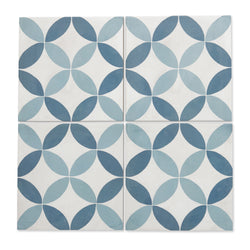Archive Astro - Blue Geometric Patterned Floor Tiles for Kitchens & Bathrooms - 20 x 20 cm - Porcelain Encaustic Style