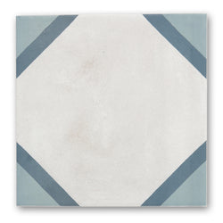 Archive Classic - Blue Geometric Patterned Floor Tiles for Kitchens & Bathrooms - 20 x 20 cm - Porcelain Encaustic Styl
