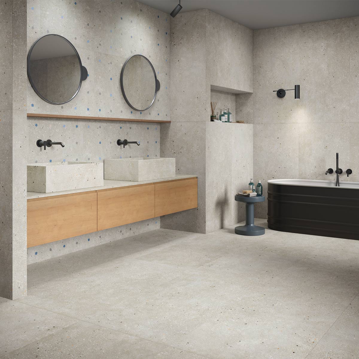 Barbican Light Grey 90 x 90 cm - XL Concrete Floor Tiles for Kitchens & Livings Rooms - Matt Porcelain