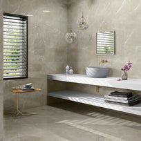 Belvedere Cream - Luxury, Polished Marble Effect Bathroom Tiles - 30 x 60 cm, Porcelain Wall & Floor Tiles