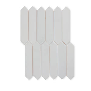 Concorde White - Modern Geometric Wall Tiles for Kitchen Splashbacks & Bathrooms - 5 x 25 cm - Gloss Ceramic
