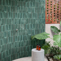 Dwell Turquoise 6 x 24 cm - Designer Gloss Green Wall Tiles for Kitchen Splashbacks & Bathroom Feature Walls