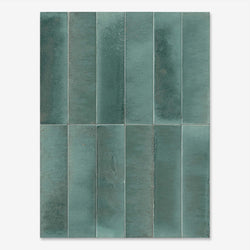 Dwell Turquoise 6 x 24 cm - Designer Gloss Green Wall Tiles for Kitchen Splashbacks & Bathroom Feature Walls