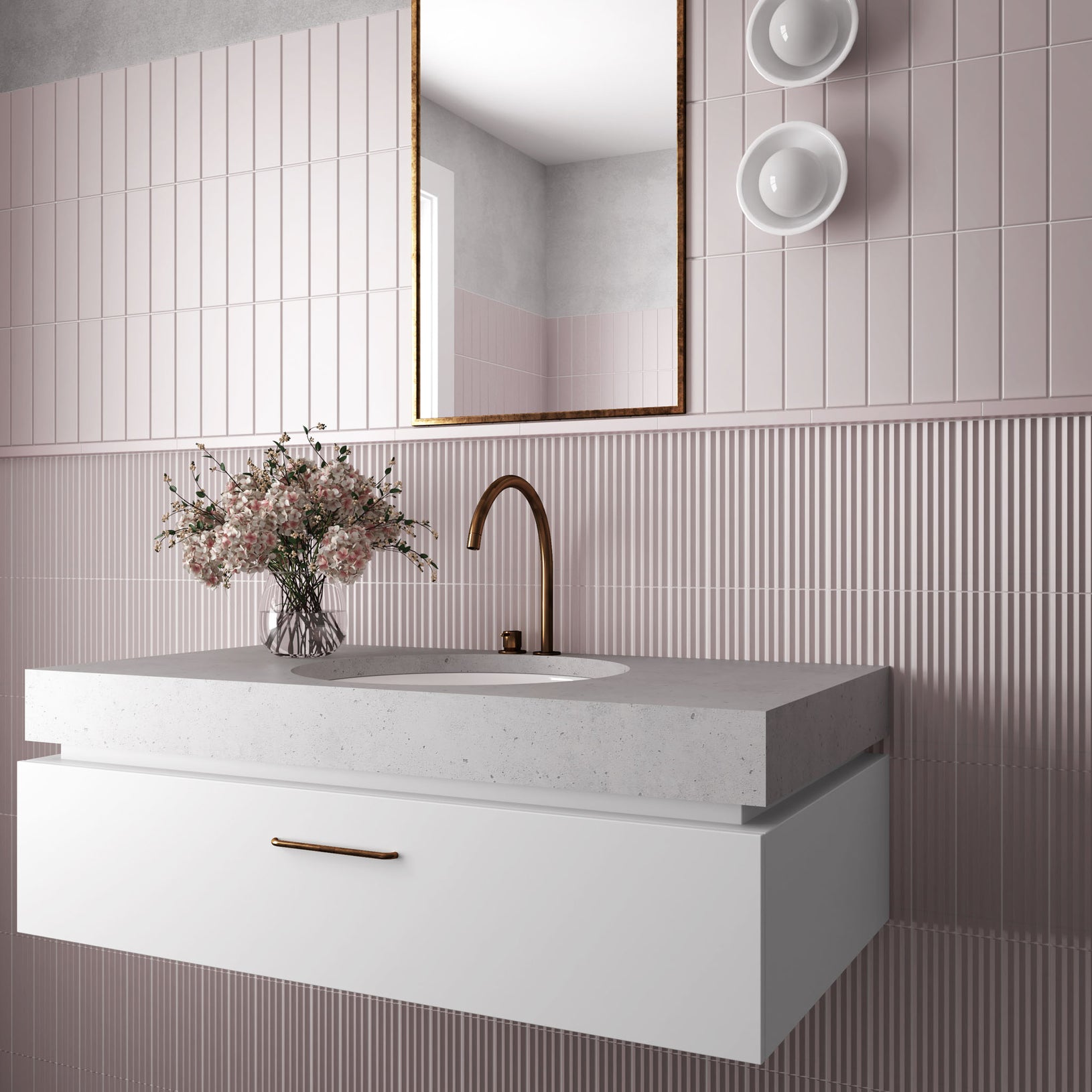 Fluted Pink Decor Wall Tile - Porcelain Superstore