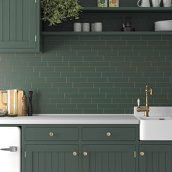 Fluted Emerald Plain - Green Modern Wall Tiles for Bathrooms & Kitchens - 5 x 20 cm - Matt Porcelain