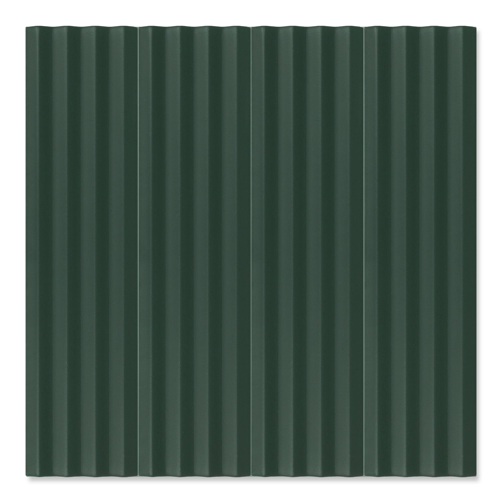 Fluted Emerald Decor - Green Modern Feature Wall Tiles for Bathrooms & Kitchens - 5 x 20 cm - Matt Porcelain