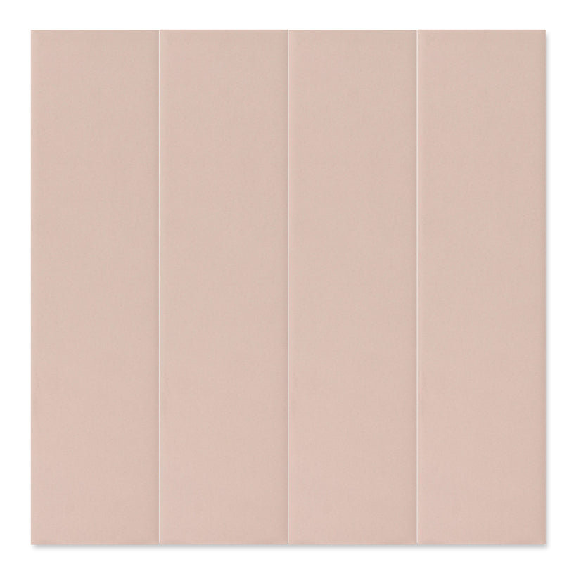Fluted Pink Plain - Modern Feature Wall Tiles for Bathrooms & Kitchens - 5 x 20 cm - Matt Porcelain