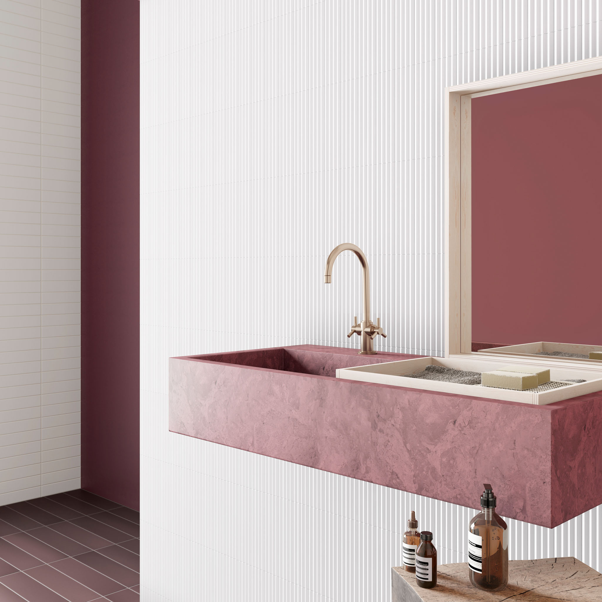 Fluted Snow Decor - White Modern Feature Wall Tiles for Bathrooms & Kitchens - 5 x 20 cm - Matt Porcelain