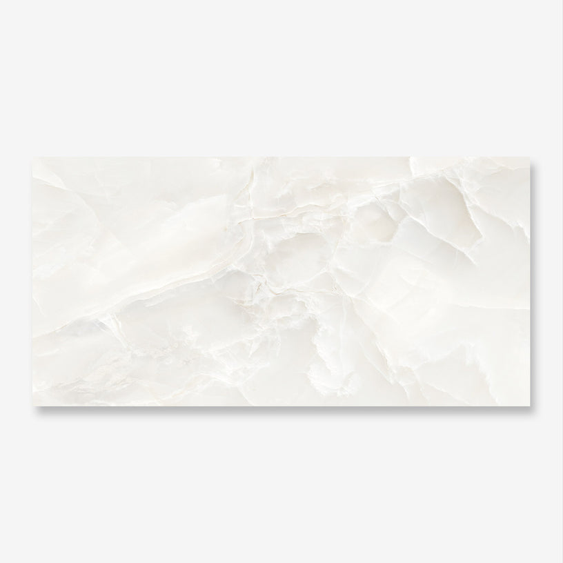 Jewel Onyx Ivory - XL Polished Ivory Onyx Marble Bathroom Wall & Floor Tiles - 60 x 120 cm, Porcelain