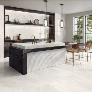 Jewel Onyx Ivory - XL Polished Ivory Onyx Marble Bathroom Wall & Floor Tiles - 60 x 120 cm, Porcelain