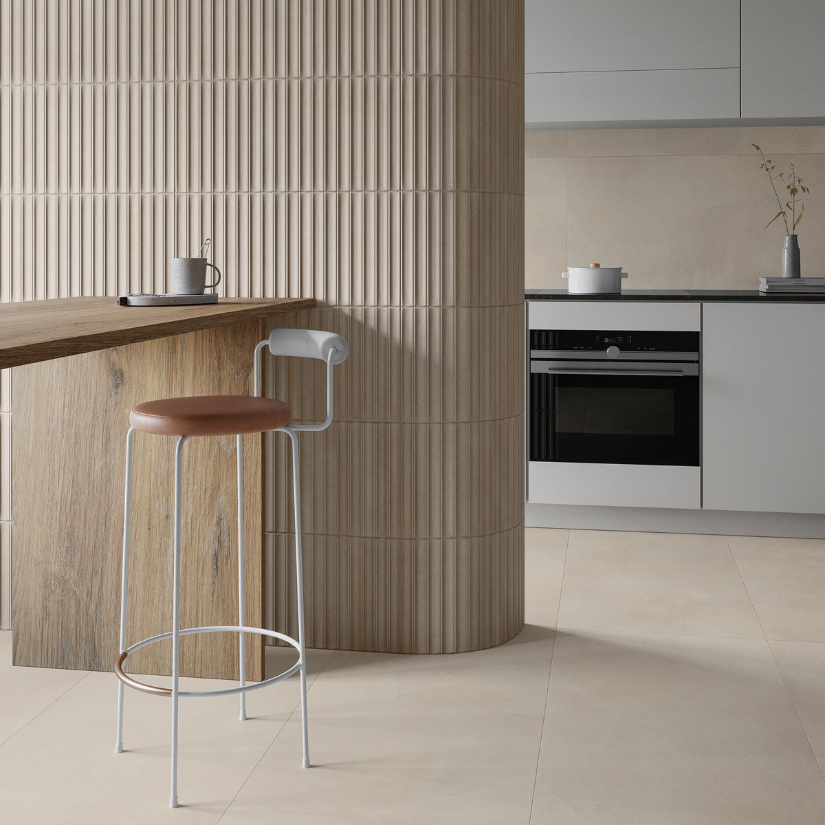 Locke Almond Decor - Beige Fluted Tiles for Feature Walls & Bathrooms - 32 x 62.5 cm, Matt