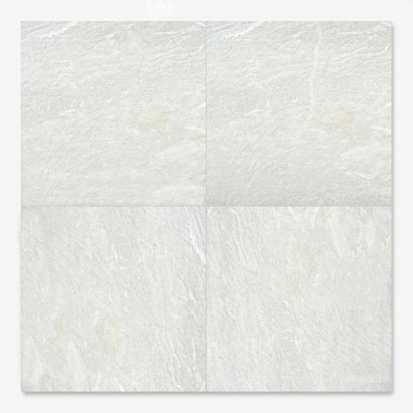 Melrose Pearl 60 x 60 cm - Light Grey Stone Effect Floor Tiles for Kitchens & Living Rooms - Matt Porcelain