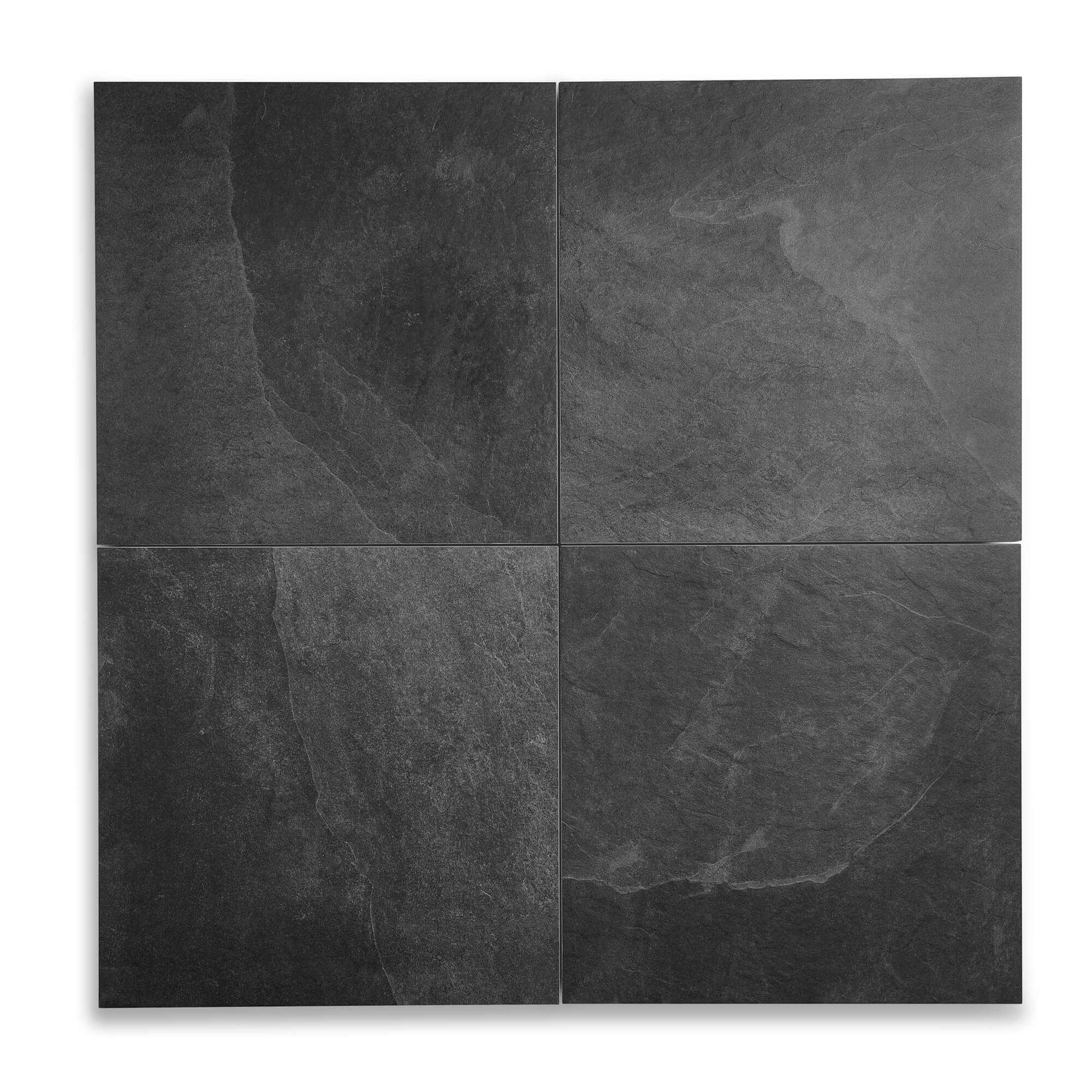 Midlake Black 60 x 60 cm - Slate Effect Outdoor Porcelain Paving Tiles for Patios & Gardens - 20mm