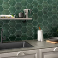 Ocean Emerald - Green Gloss Hexagon Tiles for Kitchen Splashbacks & Bathrooms15 x 17.3 cm
