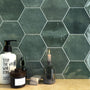 Ocean Emerald - Green Gloss Hexagon Tiles for Kitchen Splashbacks & Bathrooms15 x 17.3 cm