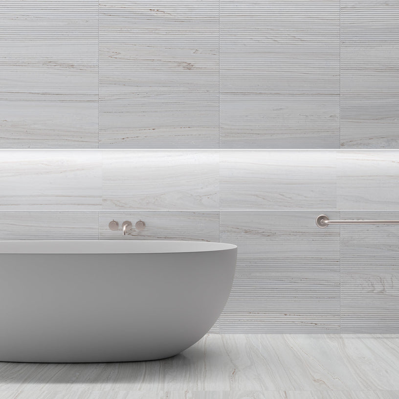 Palissandro Decor - White Textured Stone Wall Tiles for Bathroom & Kitchen Feature Walls & Splashbacks - 32 x 62.5 cm