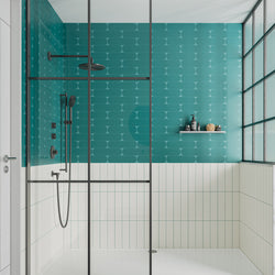 Pop Teal - Modern Geometric Green Wall Tiles for Kitchen Splashbacks & Bathrooms - 7.5 x 30 cm - Ceramic