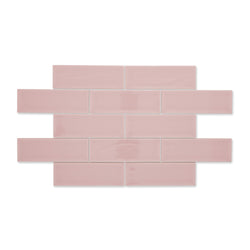 Ripples Pink - Modern Gloss Wall Tiles for Kitchen Splashbacks & Bathrooms - 10 x 30 cm - Ceramic
