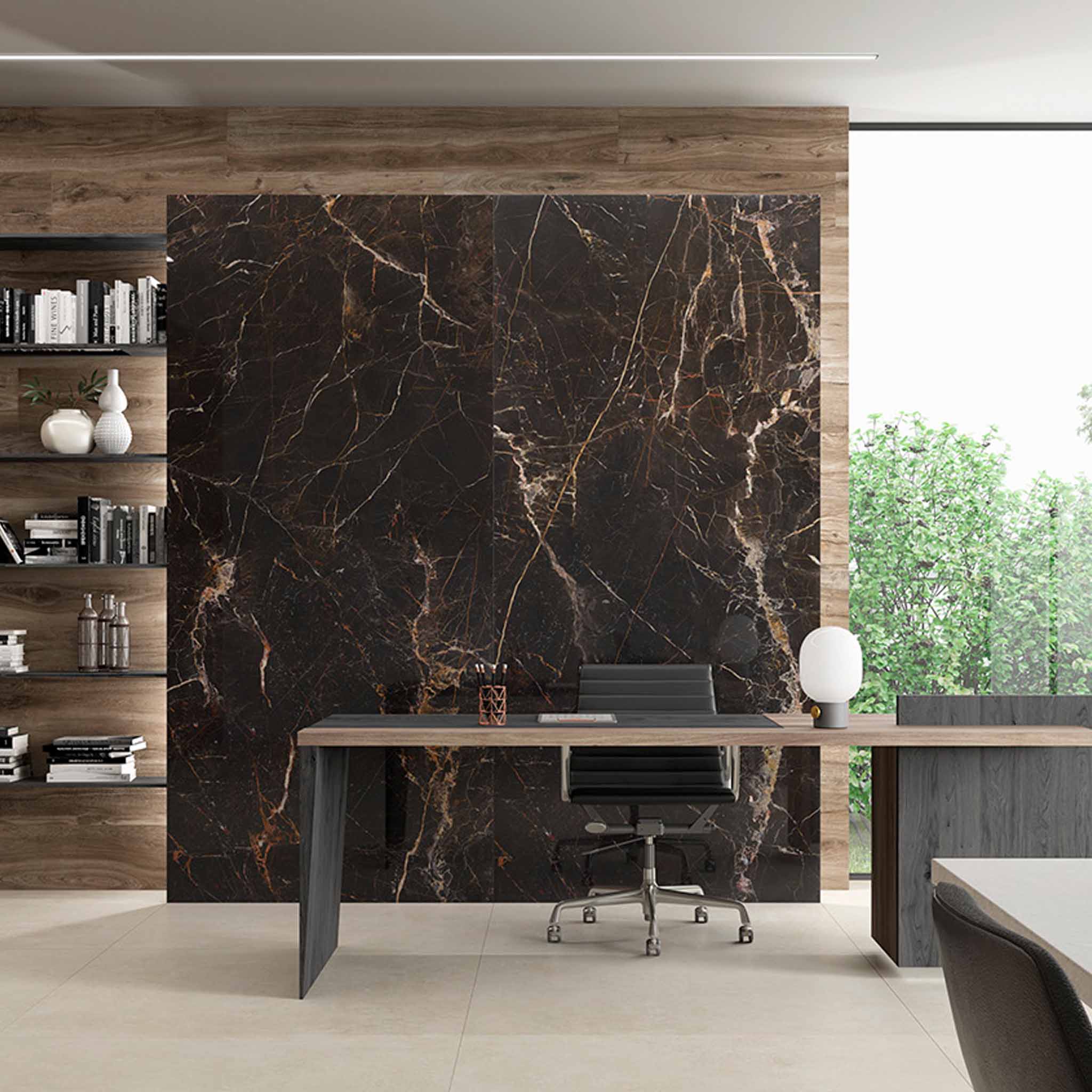 Signature Noir - XL Black Polished Marble Wall & Floor Tiles - 60 x 120 cm for Bathrooms & Kitchens, Porcelain