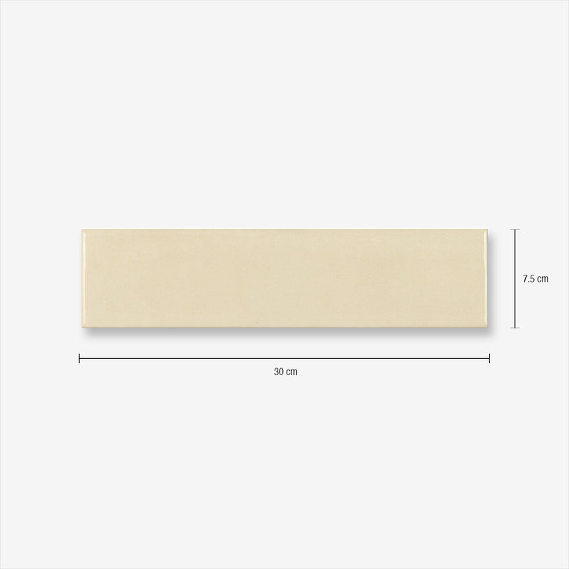 Soho Ivory - Modern Cream Gloss Wall Tiles for Kitchen Splashbacks & Bathrooms 7.5. x 30 cm - Ceramic