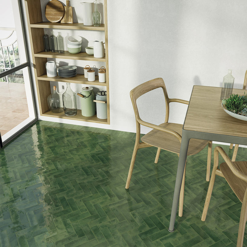Souk Emerald - Moroccan Green Floor & Wall Tiles for Kitchens, Bathrooms & Hallways - 15 x 15 cm - Porcelain