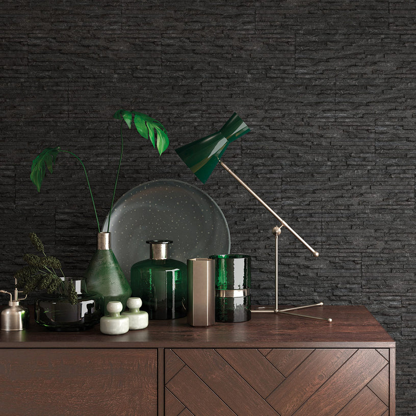 Spirit Black - Split Face Textured 3d Wall Tiles for Kitchen Splashbacks, Bathrooms Feature Walls & Fireplaces 17 x 52 cm - Porcelain