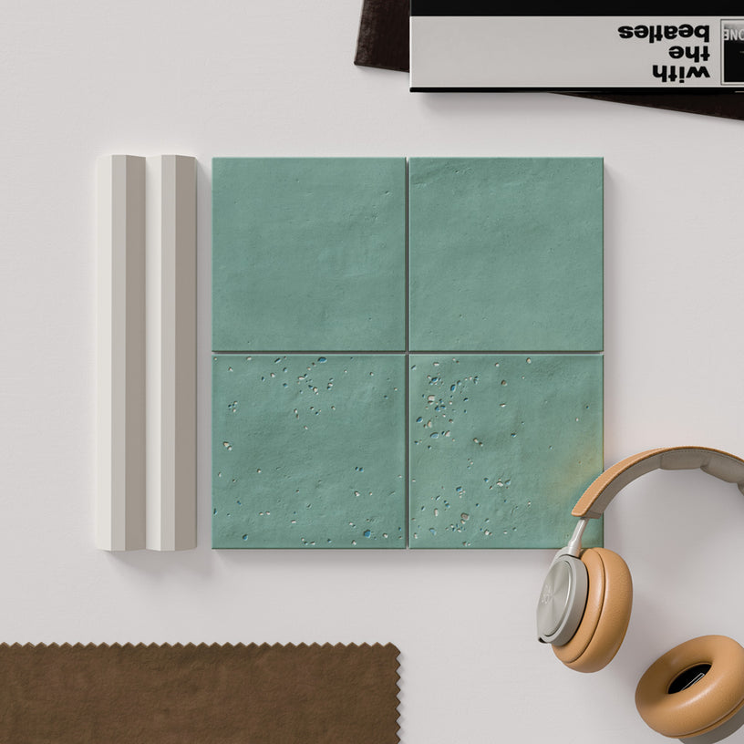 Starburst Teal - Modern Blue Terrazzo Floor & Wall Tiles for Kitchens & Bathrooms - 15 x 15 cm