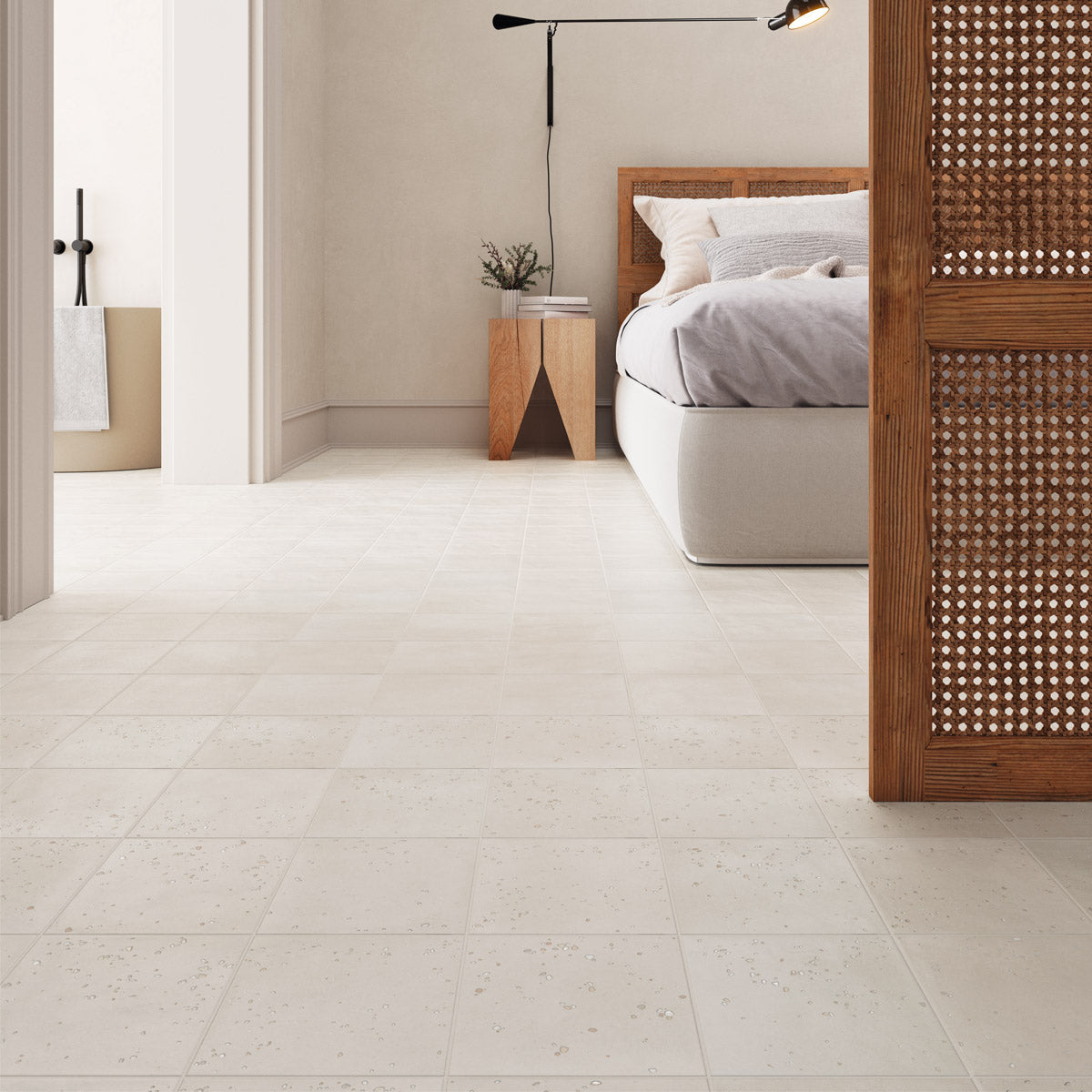 Starburst Ivory - Modern White Terrazzo Floor & Wall Tiles for Kitchens & Bathrooms - 15 x 15 cm